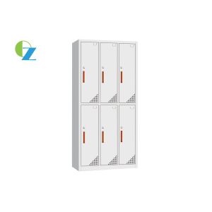 Quality Gym Steel Office Lockers 6 Door Storage With Red Steel Handle wholesale