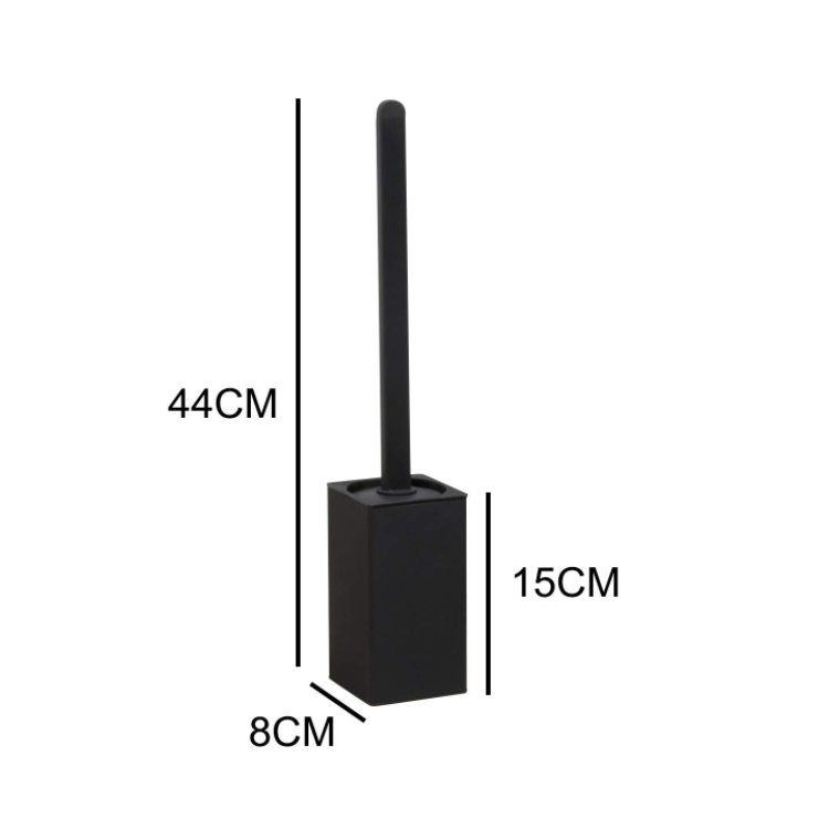 Black Square Toilet Brush And Holder Metal Bathroom Brush Silicon Toilet Brush