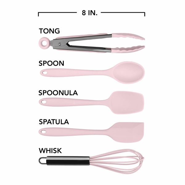 Silicone Baking Utensils Set 5Pcs Silicone Spatula Set Non-Stick Durable Silicone Cookware Cooking Kitchen Tools Set