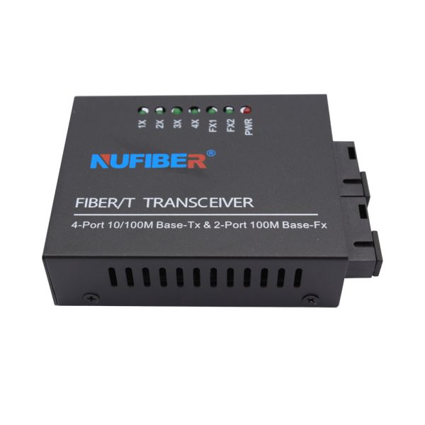 10/100Mbps Fiber Ethernet Switch 2*SC to 4*UTP Ports Optical 10/100Base Fiber Converter