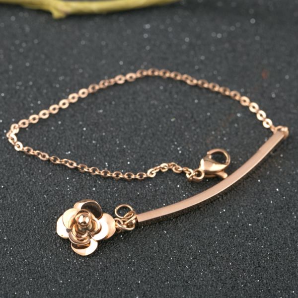316L Stainless Steel Bangle Camellia Female Bracelet Fashion Jewelry