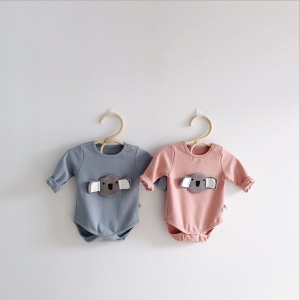 Long Sleeve New Organic Cotton Cartoon Koala Baby Girl Onesies