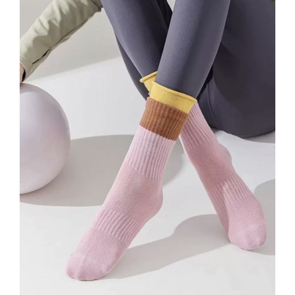 Colorful Fitness Gym Non Slip Yoga Socks Women Pilates Crew Grip Socks