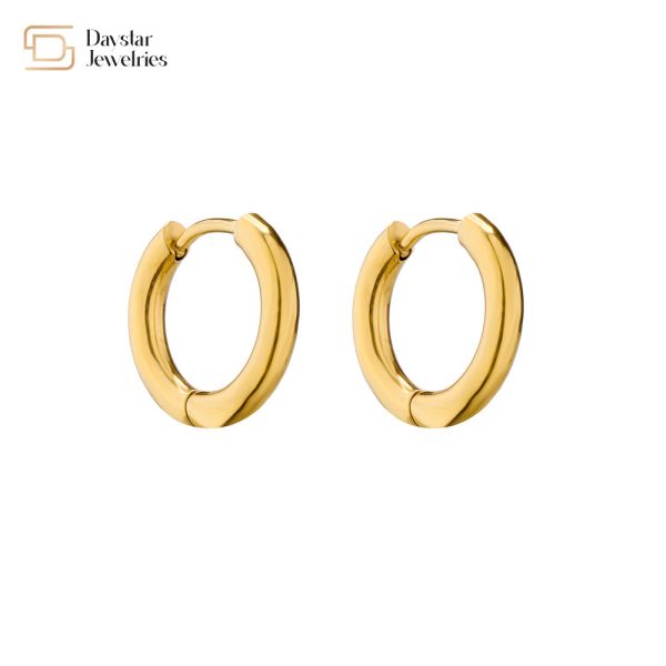 Small Hoop Earrings Stainless Steel Jewelry Gold Plated For Women Men