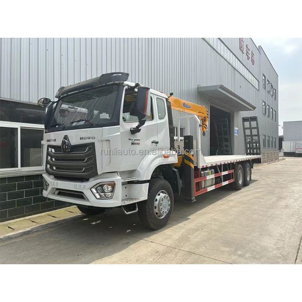 Direct Factory SINOTRUK HOWO 6x4 20 Tons Flat Bed Truck Mounted 10 Tons Crane