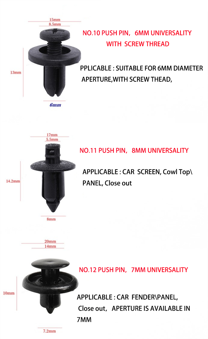 Plastic Automotive Car Repair Parts Universal Bumper Retainer Clips Car Plastic Rivets