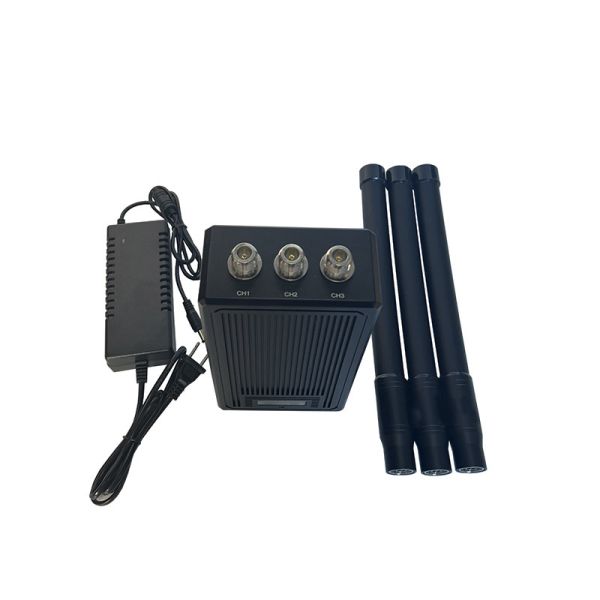 3 antennas portable signal jammer blocks 315MHz,433/434MHz,868MHz signals, coverage range up to 200 meters.