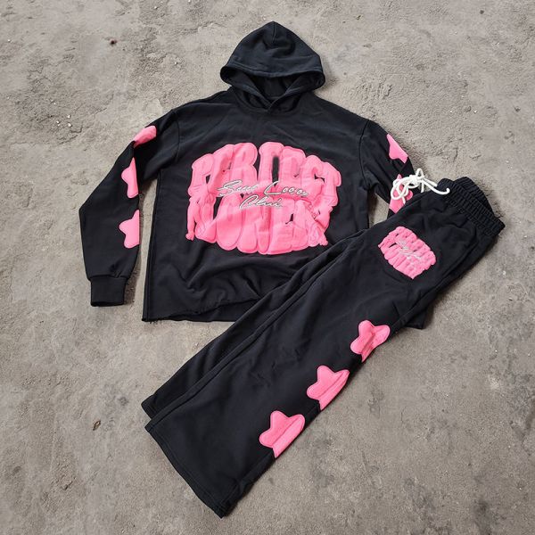 Custom Puff Print Hoodie 500 Gsm Crop Cut and Sew Edge Hoodie Heavy Weight Pullover Thick French Terry Hoodie Sweatshirts Men