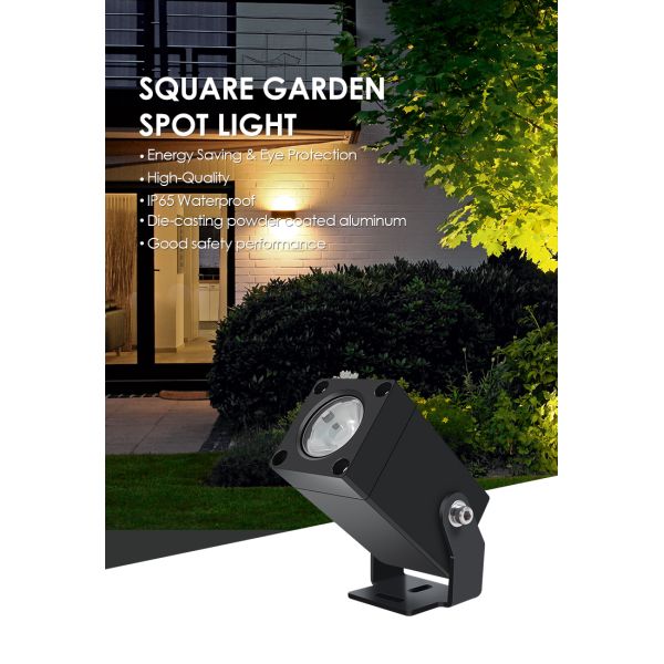 Square LED landscape light showing front view
