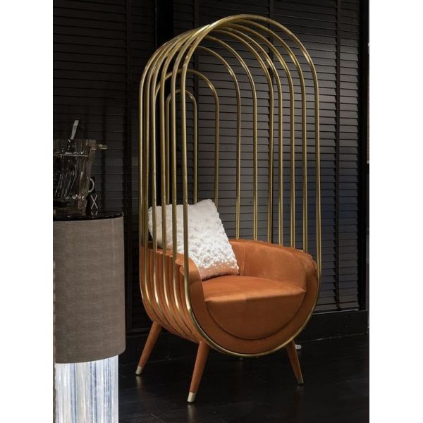Gold Stainless Steel Throne King Wedding Couple Chair Cage Shape