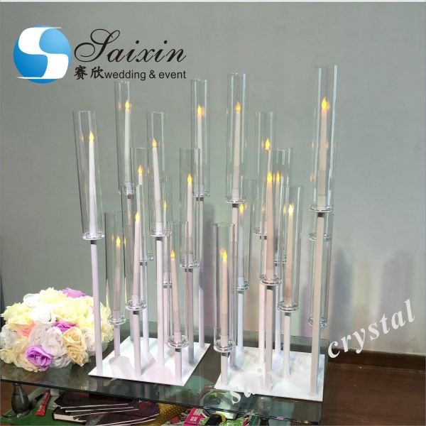 9 Arm Crystal Candelabra Black Candle Stand Wedding Table Centerpieces