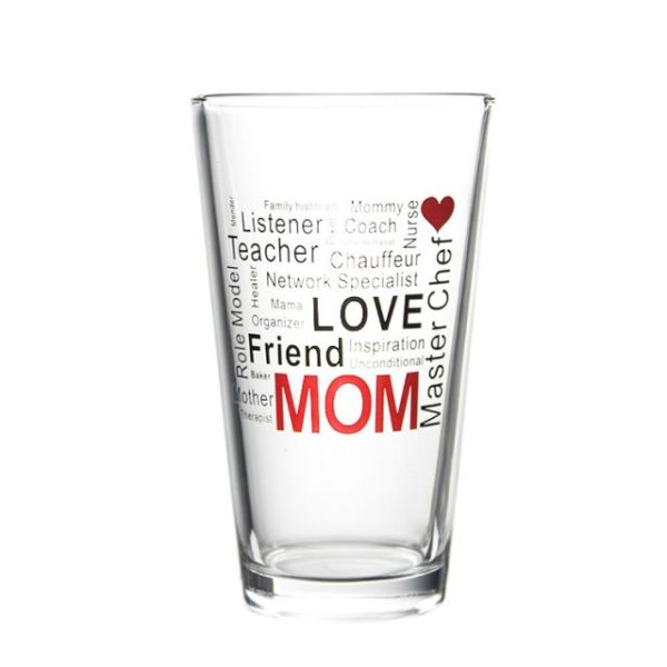 Wholesale High Quality Mother's Day Gist Glass 450ml Hypo Cup with Decal