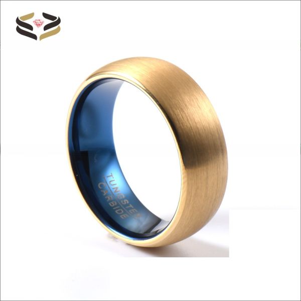 Other Diamond Shape 8mm Two Tone Tungsten Rings for Men Women Gold Wedding Band Black Rose Gold Blue Domed Style Comfort Fit