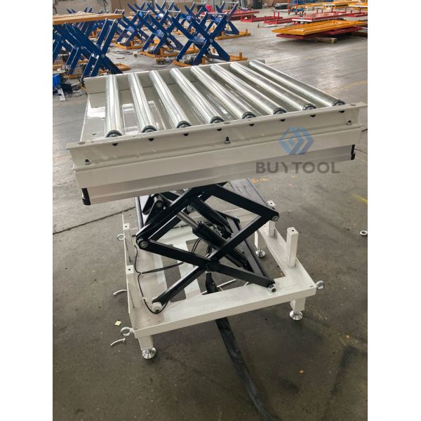 Compact Scissor Lift Table With Roller Top Conveyor 500kg