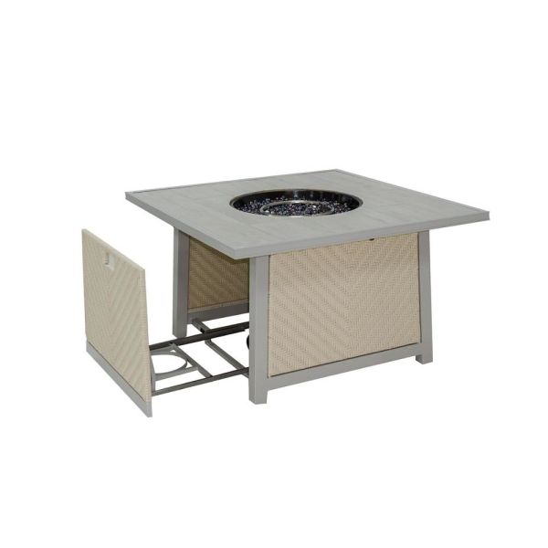 Adjustable Flame Propane Fire Pit Metal With Glass Wind Guard Auto-Ignition