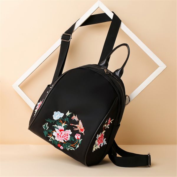 Nylon Embroidery Double Shoulder Bag Female Korean Version of The New Fashion Oxford Cloth Tourism