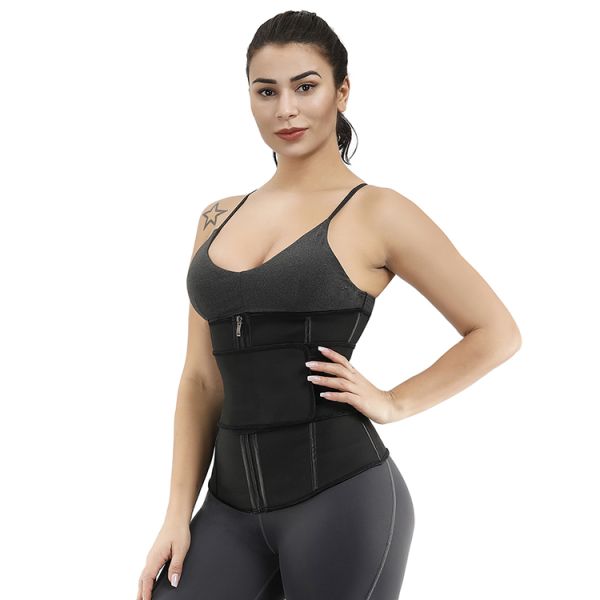 Sports Waist Trimmer Belt for Women Black High Waist Tummy Control Butt Lift Waist Trainer