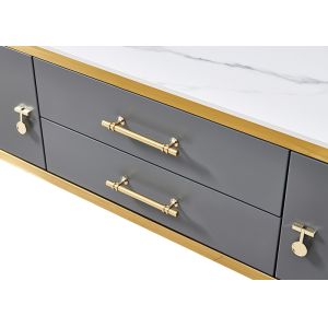 Rock Plate Metal Living Room TV Unit Coffee Table Set