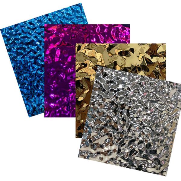 201 304 430 Mirror Polished Stainless Steel Sheet Water Wave 4x8 For Interior Wall Panel
