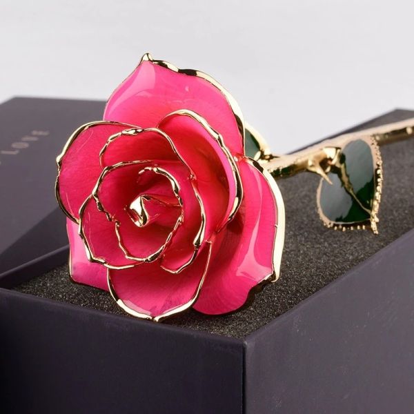 Hot Sell 24k Gold Plated Real Rose Gold Foil Roes For Mother's Day Valentine's Day Gift
