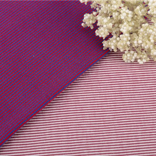 40S Striped Knit Fabric Double Yarn Soft Textured 200gsm Pure Cotton For Sportswear