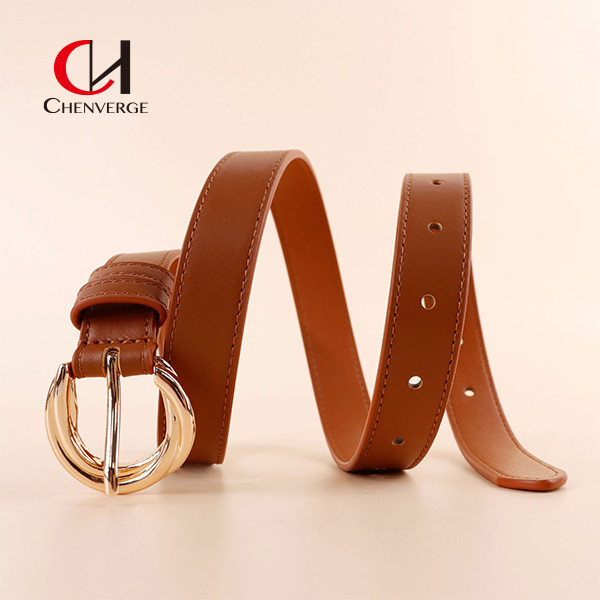 Standard Length Black Women'S Belt Fashion Business Style Gold Belt Buckle