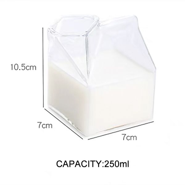 250ml Creative Personality Juice Cocktail Glass Square Hot Milk Box Shape Milk Cup