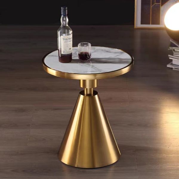 Foshan Furniture Stainless Steel Frame Coffee Table With White Marble Modern Design Living Room Coffee Table