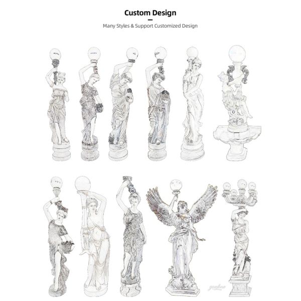 Outdoor Garden Life Size Marble Human Figure Statue Light