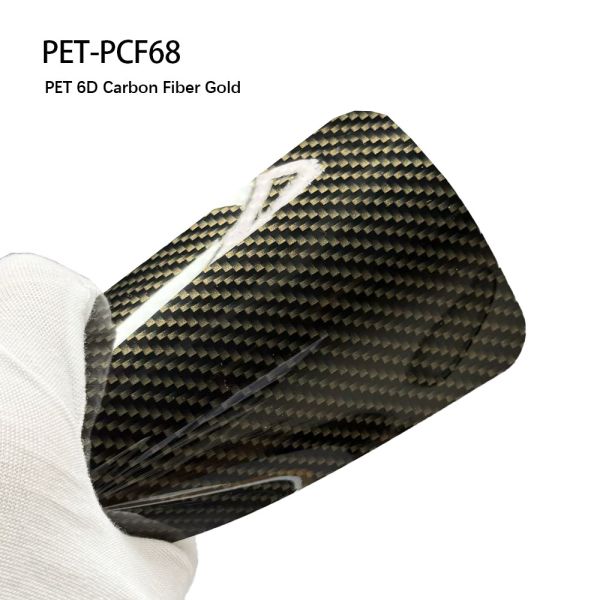 PET-PCF68 PET 6D Carbon Fiber Paint Protection Film Gold Fiber Car Vinyl Wrap