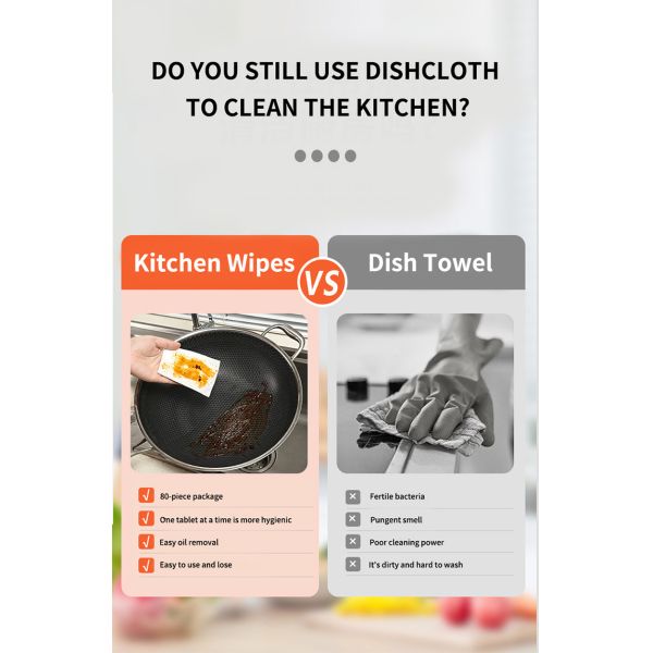 80pcs APG Factor Cleaning Kitchen Oil Stains Quick Clean Kitchen Cleaning Wet Wipes