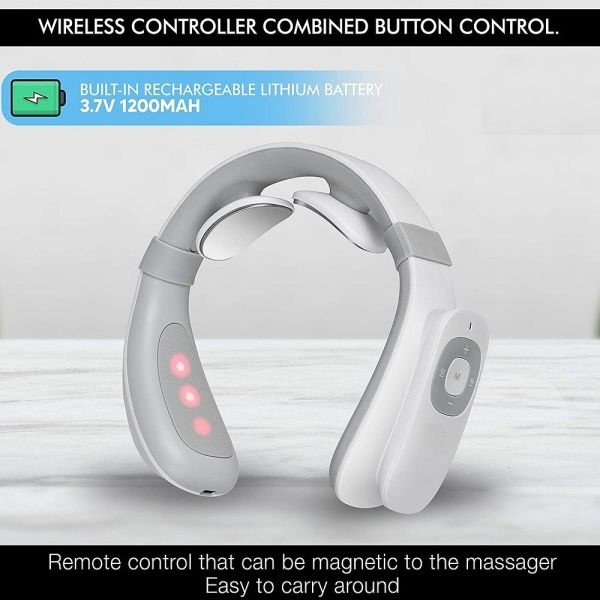 TENS EMS Relax Electric Wireless Neck Massager 1200mAh USB Charging