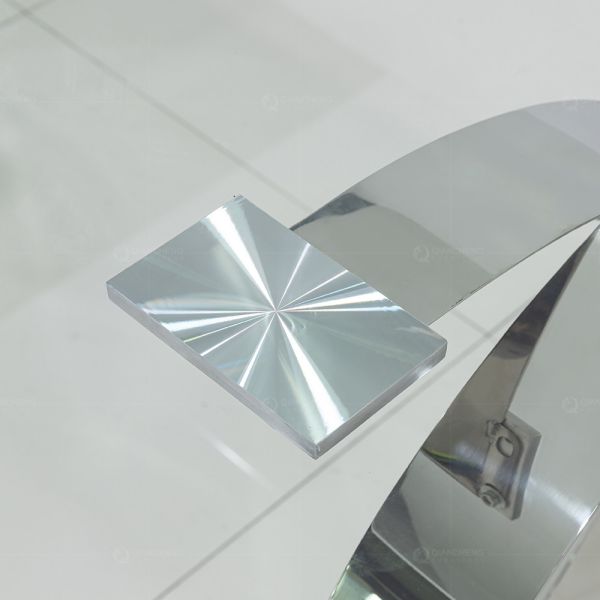 0.18m3 Glass SS Coffee Table Chrome Finished 130cm