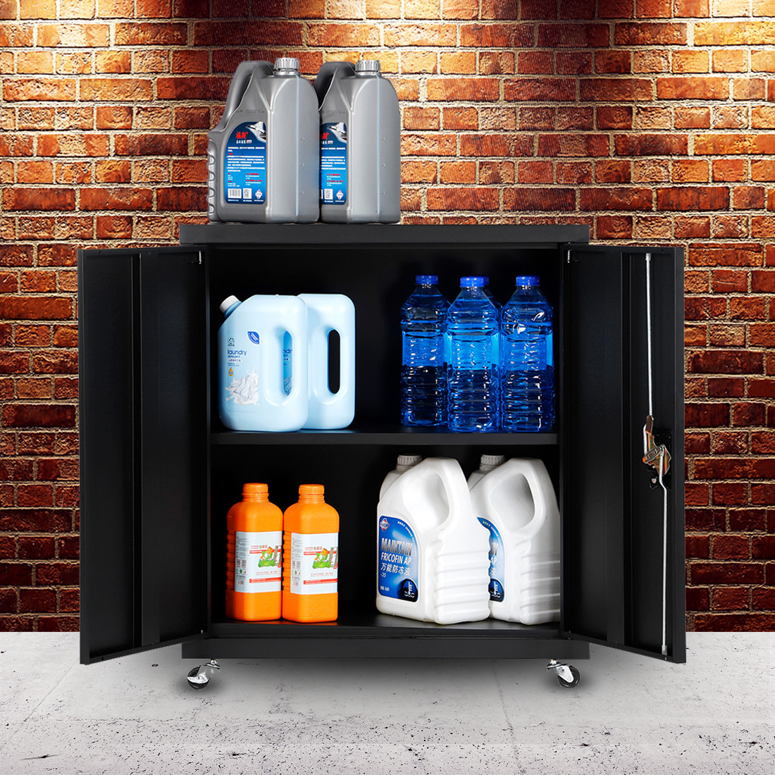 Black Shelf Folding Storage Cabinet Removable Fold Steel Storage Cabinet