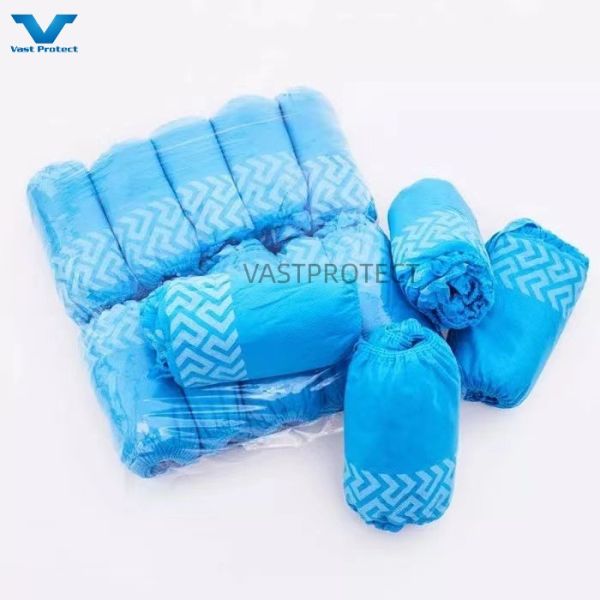Disposable PP 10-20g Elastic Blue Anti Slip Printed Shoe Cover For High Standar