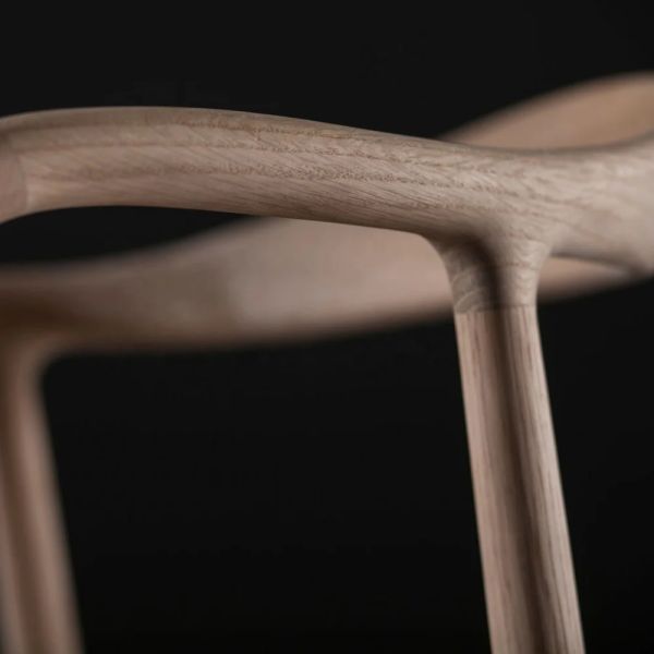 Ash wood dining chair with fabric cushion - side view