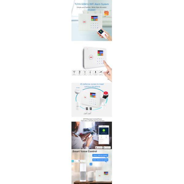 Wireless DIY Home Security Tuya WIFI/GSM/RF433 Alarm System SMS Smart Alarm System with PIR Detector Door Sensor Siren