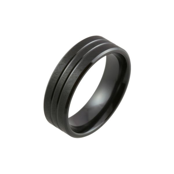 Tagor Jewelry Made Customize Shiny Brushed Wedding Engagement Black Zirconium Rings