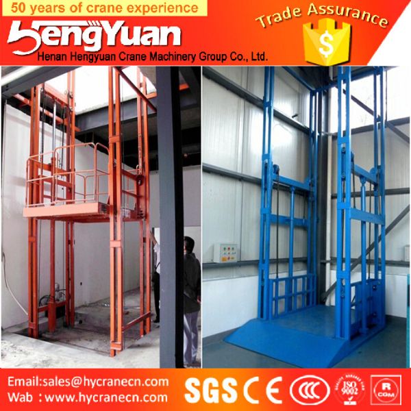 300kg-3000kg guide rail chain lifting machine/guide rail chain hydralulic cargo
