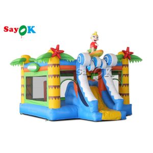 Quality Palm Tree Inflatable Jumping Castle With Surf Boy Tropical Slide wholesale