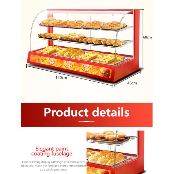 Professional Electric Red Glass Food Warmer Display Showcase with Toughened Glass