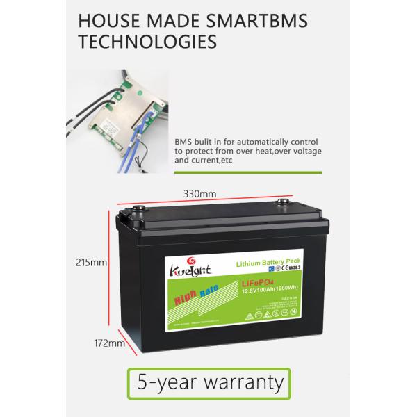 100ah 12V LiFePO4 Battery Lithium Pack For Home Appliances Use