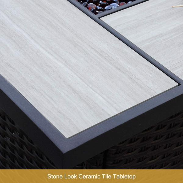 43 Inch 50,000 BTU Rectangular Patio Propane Gas Fire Pit With Resin Wicker Base