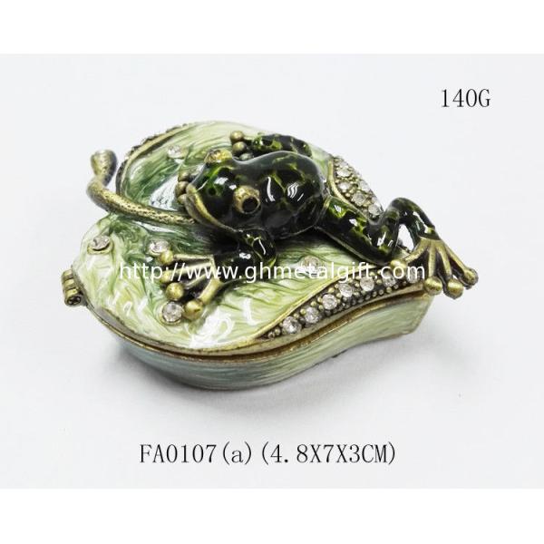 Frog jewelry trinket box metal jewelry box crystal jewellery box