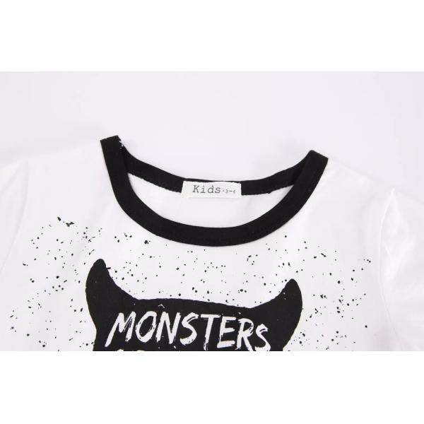 8 Year Boy Summer Black And White Shirt 100cm Short Sleeved Little Monster