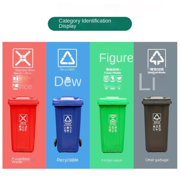 Eco Mobile Garbage Bin 240L HDPE 660L Garbage Bin For Public Place