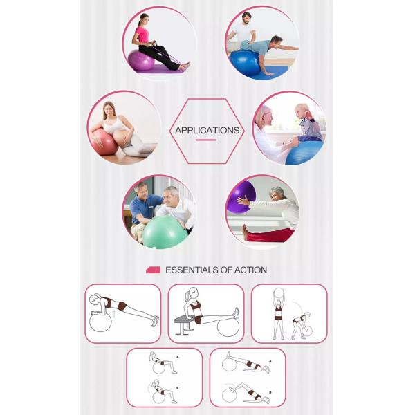 Soft PVC Material Anti Burst Gym Ball Good Slip Resistance Diameter 85cm