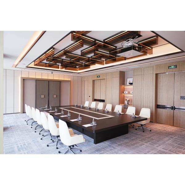 Hotel Meeting Room Furniture Set White Armchairs And Large Conference Table