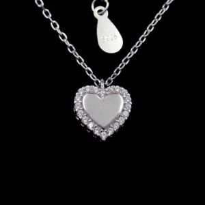 Buy cheap OEM Sterling Silver Pendant Necklace / Cubic Zirconia Heart Necklace from wholesalers