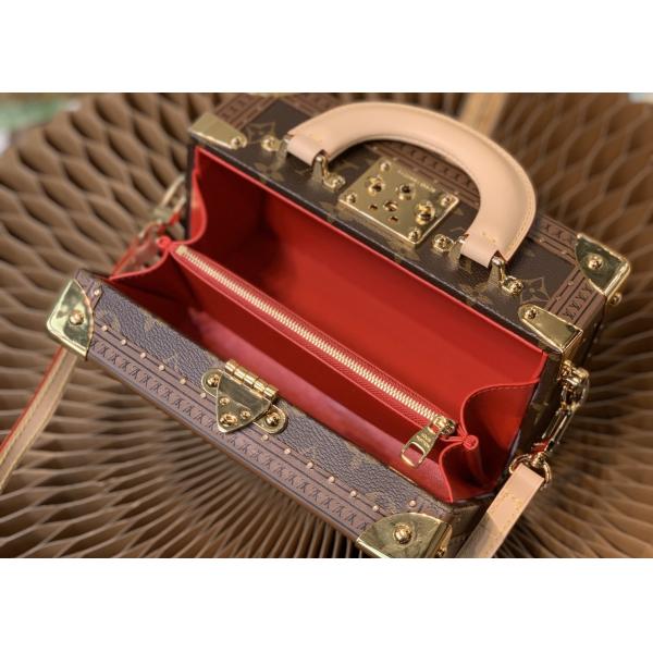 M45673 Printing Box Shape VALISETTE TRESOR Handbag With Lock Red Lining Bag